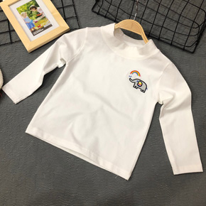 Áo thun cotton tay dài cổ lọ thêu voi con size đại. size 10-15t, bé 26-45kg, vải thun cotton 100%, mềm mại, co dản, hút mồ hôi, cổ lọ giữ ấm cho be khi trời se lạnh, Việt Nam
