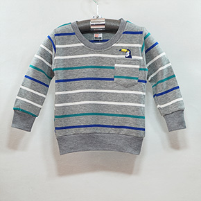 Áo thun sọc tay dài phối túi thêu chim két. size 1-8t, bé 8-24kg, thun cotton da cá vừa phải, phối sọc nam tinh cho bé trai kết hợp quần thun, quần jean, kaki khi trời se lạnh, Việt Nam