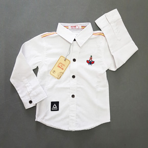 Áo sơ mi trắng tay dài bé trai thêu ong. size 1-8t, bé 8-25kg, vải kate mềm, màu trắng thêu ong cho bé trai nhỏ, diện chung cùng quần jean, kaki, cà vạt và dây đeo, Việt Nam