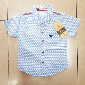 Áo sơ mi xanh sọc caro thêu logo bé trai. size 1-8t, bé 10-26kg, vải sơ mi kate mềm mại, sọc caro nhẹ nhàng, thêu logo sư tử cho bé tra, Việt Nam