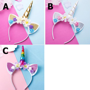 Băng đô sừng Pony nhiều hoa cho bé gái. freesize bé 2-10 tuổi, tạo hình ngựa Pony Unicorn cho bé gái