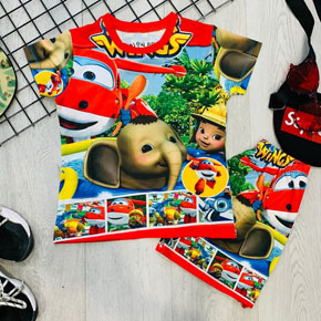 Bộ thun cotton lạnh in hoạt hình đội bay siêu đẳng. size 3-10t, bé 11-27kg, vải thun lạnh Thái co dãn, mát rượi, hình in 3d sắc nét  hoạt hinh đội bay siêu đẳng mà các bé yêu thich, Win BB Việt Nam