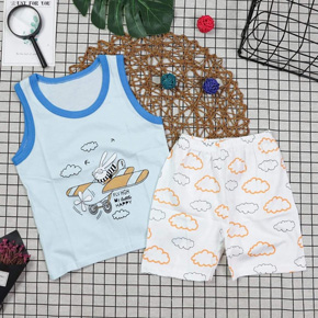 Bộ thun cotton sát nách bé trai máy bay. size 55-75, bé 8-17kg, vải thun cotton thoáng mát, hình in thỏ lái máy bay dễ thương bé trai, hàng nhập Quảng Châu, mát mẻ y hình
