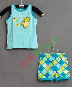 Bộ thun  mùa hè thêu Chim sâu, . size 95,100,110,120,130,140 bé từ 12-30kg, thun cotton 100%, co giãn 4 chiều, thoáng mát, tạo hình thêu chú chim sâu tinh nghịch
