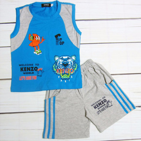 Bộ thun sát nách bé trai in cọp và thú mát mẻ ( size nhỏ và đại). size 1-15t, bé 12-47kg, form lớn đúng tuổi, vải thun cotton 4 chiều co dãn tốt, hình in cọp và thú, màu xanh biển tươi mát cho mùa hè, quần thun 3 sọc mềm mại, viêt nam