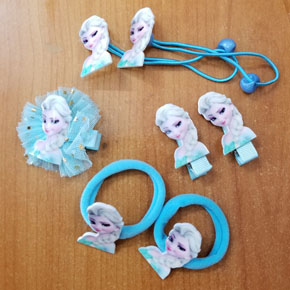 Bộ 7 món buộc tóc và kẹp tóc elsa bé gái. bộ gồm 3 kẹp tóc, và 4 buộc tóc công chúa elsa bé gái từ 2-6 tuổi