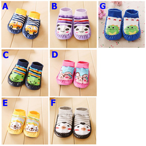 Giày tập đi chống trượt dạng vớ hình thú ngộ nghĩnh. đế nhựa chống trượt, bề mặt vớ len giữ ấm cho bàn chân bé từ 3-18 tháng