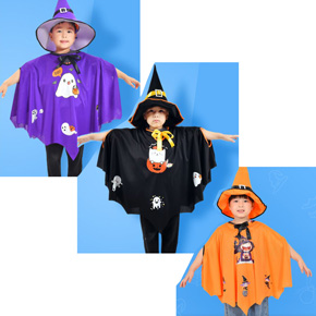 Bộ áo choàng và nón phù thủy cho lễ hội hóa trang haloween bé trai và gái. Freesize cho bé từ 2-7 tuổi, cao 90-120cm, 12-30kg </Br>,
 set gồm 2 món </Br>
*** 1 mũ phù thủy </Br>
** 1 áo choàng phù thủy dạng chui đầu, dài áo 70cm, vải thun co dãn in họa tiết bí ngô, phù thủy </Br>
có 3 màu đen, cam , tím, thích hợp cho cả bé trai và gái </Br>
Thích hợp hóa trang, lễ hội, haloween, đóng kịch, ...
