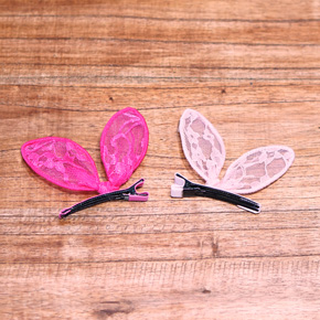 Kẹp tai thỏ ren cho bé gái. freesize bé 1-10 tuổi, 2 màu hồng sen và hồng da