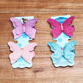 Kẹp bướm kim tuyến nhiều màu. 4 màu như hình, freesize bé 3-10 tuổi