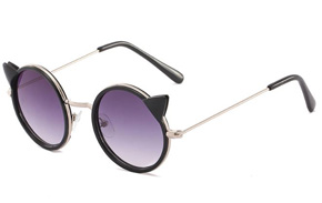 Mắt kính tròn tai mèo  dễ thương cho bé trai và gái. freesize bé 1-7 tuổi. tròng tròn tai mèo dễ thương, màu bạc, chống bụi và tia UV cho bé, hàng TQXK loại 1 an toàn cho bé