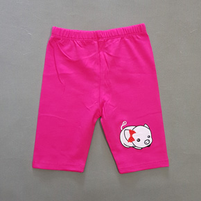 Quần legging lửng bé gái thêu heo con. size 1-10t, bé 8-25kg, thun cotton 4 chiều co dãn tốt, hình thêu họa tiết heo con dễ thương cho bé gái, form quần lửng, Viêt Nam 
