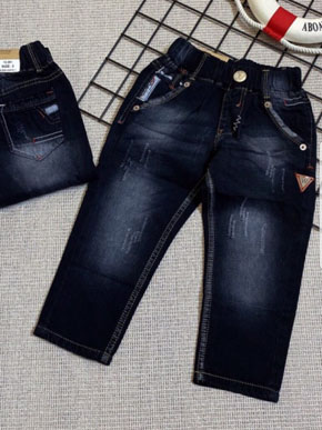Quần jean dài cotton co dãn phối da xước cho bé trai. size 3-14t. bé 11-30kg, vải jean thun co dãn mạnh, lưng thun mềm, phối da và xước nhẹ phong cách hàn Quốc cho bé trai, mặc kèm áo thun, sơ mi, áo dài...diện tết, Việt Nam