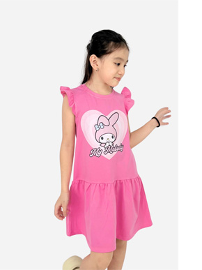 Đầm thun cotton tay cánh tiên mềm mát in melody kumori dễ thương cho bé gái. size 4-12 tương ứng bé gái 14-36kg </Br>
Chất liệu thun cotton cao cấp, 4 chiều co dãn tốt, dày mịn mát tay, thấm hút hồ hôi </Br>
Họa tiết  thỏ hồng my melody,kumori... dịu dàng nữ tính cho bé gái </Br>
Bảng size tham khảo </Br>
4: 13-16kg </Br>
6: 16-19kg </Br>
8: 20-24kg </Br>
10: 25-29kg </Br>
12: 30-35kg  </Br>
gia 155-165k tùy size