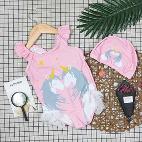 Bộ đồ bơi 2 ngựa sừng unicorn dễ thương cho bé gái. size M, L, XL, XXL, 3XL,bé 1-5t, 9-20kg, vải thun polyester co dãn, không thấm nước, hình in 2 chú ngựa dể thương cho bé gái, hàng nhập quảng châu loại 1, đẹp từ kiểu dáng đến vải, 