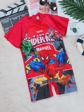 Đồ bơi liền thân người nhện Spiderman siêu ngâu cho bé trai. size 3-10t, bé 11-34kg, vải thun polyester co dãn 4 chiều, co dãn tốt, hình in spiderman bộ tứ siêu anh hùng cưc ngầu cho bé trai, Viêt Nam