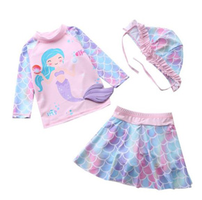 Bộ áo bơi tay dài chống nắng và váy bơi nàng tiên cá ariel dễ thương. *size L. XL.2XL bé 15-26kg </Br>
*  vải thun polyester co dãn tốt, không thấm nước , hàng chuyên dụng đồ bơi , dày vừa phải chống nắng, mềm mại mướt tay </Br>
* set gồm 1 áo tay dài, 1 váy có quần , 1 nón bơi thời trang </Br>
* Mẫu thiết kế nàng tiên cá có đuôi 3d sinh động, ngộ nghĩnh, vải vây tiên cá , không chỉ là 1 bộ đồ đi bơi mà còn là thời trang cho bé đi biển, chụp hình  selfi, những khoảng khắc đáng yêu và nụ cười con gái nhỏ </Br>
* hàng quảng châu cap cấp, may kỹ, lót cẩn thận,100% như hình