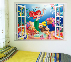 Decal dán tường cửa số nàng tiên cá. * Decal dán tường giúp không gian của bạn thêm phần sinh động và ngộ nghĩnh </Br>
* Phù hợp với nhiều không gian như phòng khách, phòng ngủ, phòng trẻ em,...</Br>
* Hình ảnh ngộ nghĩnh, đáng yêu mang đến không gian thật sinh động và tươi tắn cho tổ ấm của bạn.</Br>
Sản phẩm không bị phai màu, dễ dàng lau chùi và thay đổi decal mới, có thể dán trên gạch men hoặc tường.</Br>
Chất liệu keo trong cán lụa bóng, dày, độ bám dính tốt, không gây hại đến sức khoẻ, thân thiện với môi trường.</Br>
kích thước 45*60cm