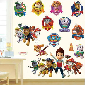 Decal dán tường paw Patrol biệt đội chó cứu hộ. Decal dán tường giúp không gian của bạn thêm phần sinh động và ngộ nghĩnh </Br>
* Phù hợp với nhiều không gian như phòng khách, phòng ngủ, phòng trẻ em,...</Br>
* Hình ảnh ngộ nghĩnh, đáng yêu mang đến không gian thật sinh động và tươi tắn cho tổ ấm của bạn.</Br>
Sản phẩm không bị phai màu, dễ dàng lau chùi và thay đổi decal mới, có thể dán trên gạch men hoặc tường.</Br>
Chất liệu keo trong cán lụa bóng, dày, độ bám dính tốt, không gây hại đến sức khoẻ, thân thiện với môi trường.</Br>
* Kích thước:  gồm nhiều hình các chú chó khác nhau, kích cõ nguyên tấm 50*70cm