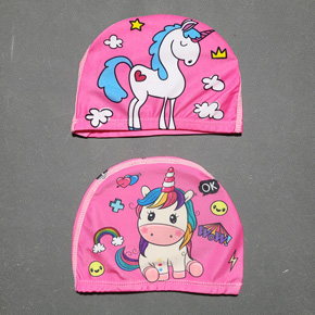 mũ bơi hoạt hình pony cho bé gái. freesize bé 3-9t, vải thun co dãn không thấm nước, cho bé đi biển di bơi