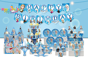 Bộ phụ kiện trang trí sinh nhật chủ đề Frozen công chúa ELsa và Anna. 