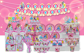 Bộ phụ kiện trang trí sinh nhật chủ đề công chúa Disney. 