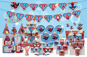 Bộ phụ kiện trang trí sinh nhật chủ đề người nhện Spider man. 