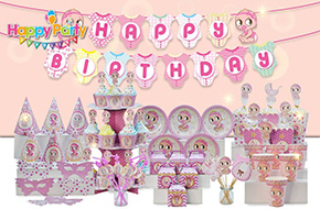 Set phụ kiện trang trí sinh nhật chủ đề baby birl bé gái. 